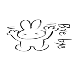 Brush pen rabbit English sticker #6664382