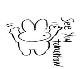 Brush pen rabbit English sticker #6664383