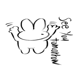 Brush pen rabbit English sticker #6664383