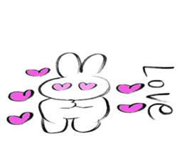 Brush pen rabbit English sticker #6664386