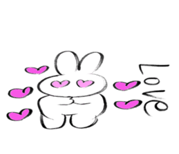 Brush pen rabbit English sticker #6664386