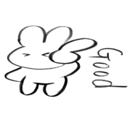 Brush pen rabbit English sticker #6664388