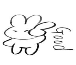 Brush pen rabbit English sticker #6664388