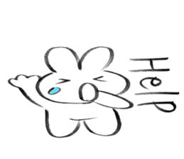 Brush pen rabbit English sticker #6664389