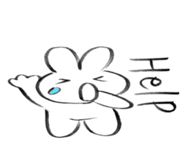 Brush pen rabbit English sticker #6664389