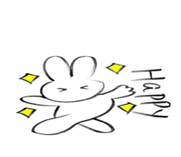 Brush pen rabbit English sticker #6664390