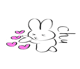 Brush pen rabbit English sticker #6664391