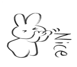 Brush pen rabbit English sticker #6664392