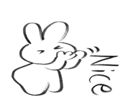 Brush pen rabbit English sticker #6664392