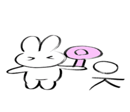 Brush pen rabbit English sticker #6664394