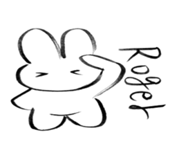 Brush pen rabbit English sticker #6664397
