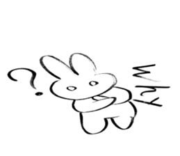 Brush pen rabbit English sticker #6664398