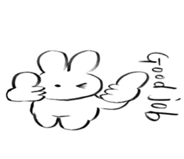 Brush pen rabbit English sticker #6664403