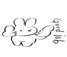 Brush pen rabbit English sticker #6664403