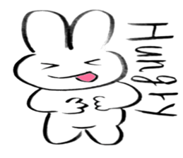 Brush pen rabbit English sticker #6664407