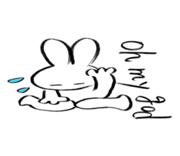 Brush pen rabbit English sticker #6664408