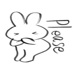 Brush pen rabbit English sticker #6664411