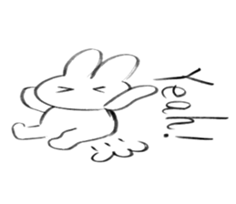 Brush pen rabbit English sticker #6664415