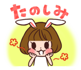 Rabbit  ear  girls sticker #6686627