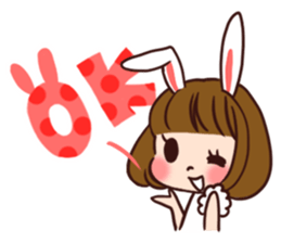 Rabbit  ear  girls sticker #6686633