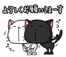 White cat and black cat sticker #6697398