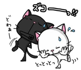 White cat and black cat sticker #6697399