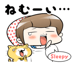 Cute Japanese Mom With A Cat By Maeda Musashi Sticker Cute Japanese Mom With A Cat By Maeda Musashi Sticker