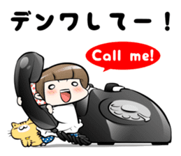 Cute Japanese Mom with a Cat sticker #6705931