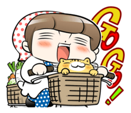 Cute Japanese Mom with a Cat sticker #6705936