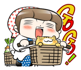 Cute Japanese Mom with a Cat sticker #6705936