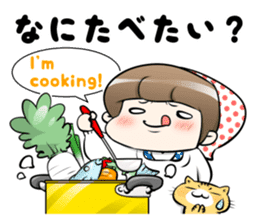 Cute Japanese Mom with a Cat sticker #6705938