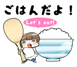 Cute Japanese Mom with a Cat sticker #6705939