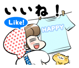 Cute Japanese Mom with a Cat sticker #6705940