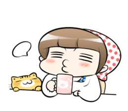 Cute Japanese Mom with a Cat sticker #6705943