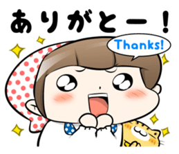 Cute Japanese Mom with a Cat sticker #6705944