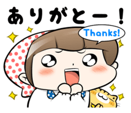 Cute Japanese Mom with a Cat sticker #6705944