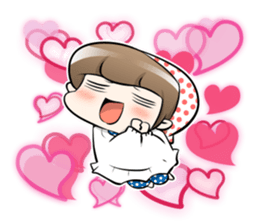 Cute Japanese Mom with a Cat sticker #6705947