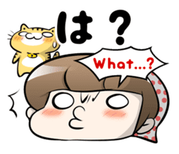 Cute Japanese Mom with a Cat sticker #6705948