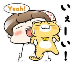 Cute Japanese Mom with a Cat sticker #6705956