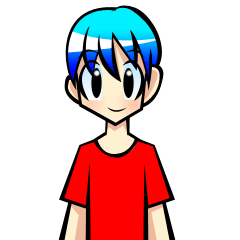 Behavior of blue hair boy