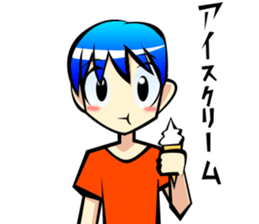 Behavior of blue hair boy sticker #6706080