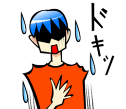 Behavior of blue hair boy sticker #6706085