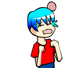Behavior of blue hair boy sticker #6706093