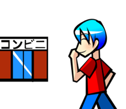 Behavior of blue hair boy sticker #6706094