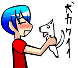 Behavior of blue hair boy sticker #6706102