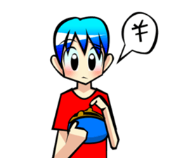 Behavior of blue hair boy sticker #6706108