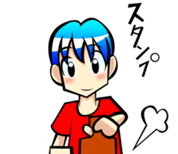 Behavior of blue hair boy sticker #6706110