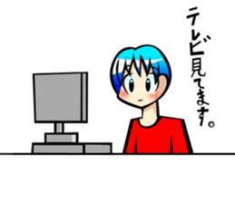 Behavior of blue hair boy sticker #6706112