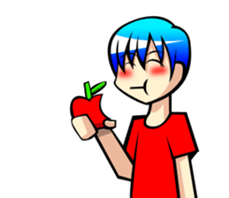 Behavior of blue hair boy sticker #6706115