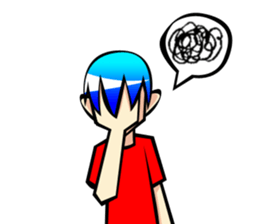 Behavior of blue hair boy sticker #6706116